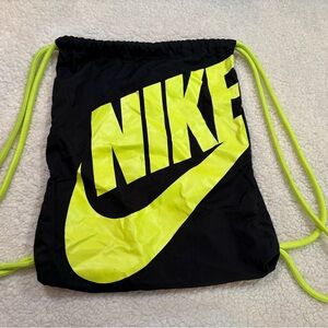 Nike Black and Neon Yellow Gym Sack